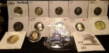 (2) 1962 Proof Jefferson Nickels1970S, 1978S, (2) 1980S Proof Roosevelt Dmes, 1968S (3) 1978S, 1985S