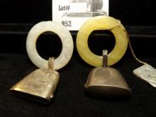 (2) similar pieces, both with Sterling Silver 'bells' - one is a birth record & the other is engrave