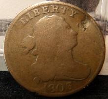 1803 U.S. Half Cent, VG details, ding in obverse field, 92,000 minted.