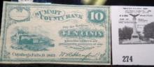 Cuyahoga Falls, O. 1862 Banknote Summit County Bank Ten Cent Note.