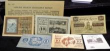 Five-Piece Collection of Crisp Uncirculated Genuine German (Notgeld) Emergency Money. Stored in an e