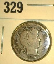 1916 S Barber Dime, Good.