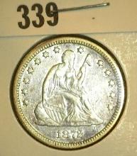 1872 P U.S. Seated Liberty Quarter, EF.