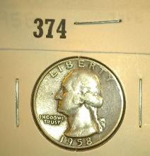 1958 P Washington Quarter, Fine.