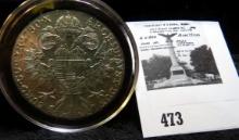 1780 Austria Maria Theresa Silver Thaler. Brilliant Uncirculated. Encapsulated in an airtight holder