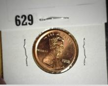 1999 D Lincoln Cent Brilliant Uncirculated Mint Error Lincoln Cent, Struck outside the hub with poss