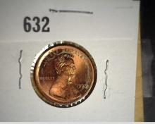 1999 D Lincoln Cent Brilliant Uncirculated Mint Error Lincoln Cent, Struck outside the hub with poss