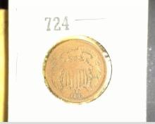 1865 U.S. Two Cent Piece, Good.