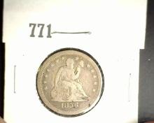 1856 P U.S. Seated Liberty Quarter, Fine.