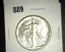 1941 D Walking Liberty Half Dollar. Almost Uncirculated.