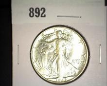 1943 P Walking Liberty Half Dollar. Almost Uncirculated.