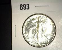 1943 P Walking Liberty Half Dollar. Almost Uncirculated ++.