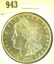 1881 S Morgan Silver Dollar, Brilliant Uncirculated simulated Prooflike.