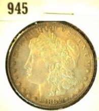 1882 P Morgan Silver Dollar with Natural toning. AU+.