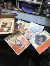 Group of five piece, antique magazines