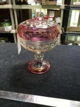 large vintage, kings crown, coin dot covered compote