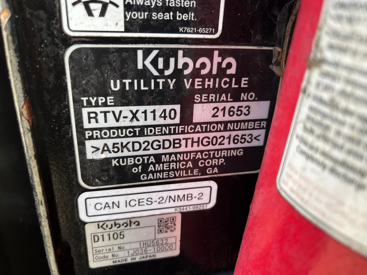 Kubota RTV-X1140W Utility Vehicle