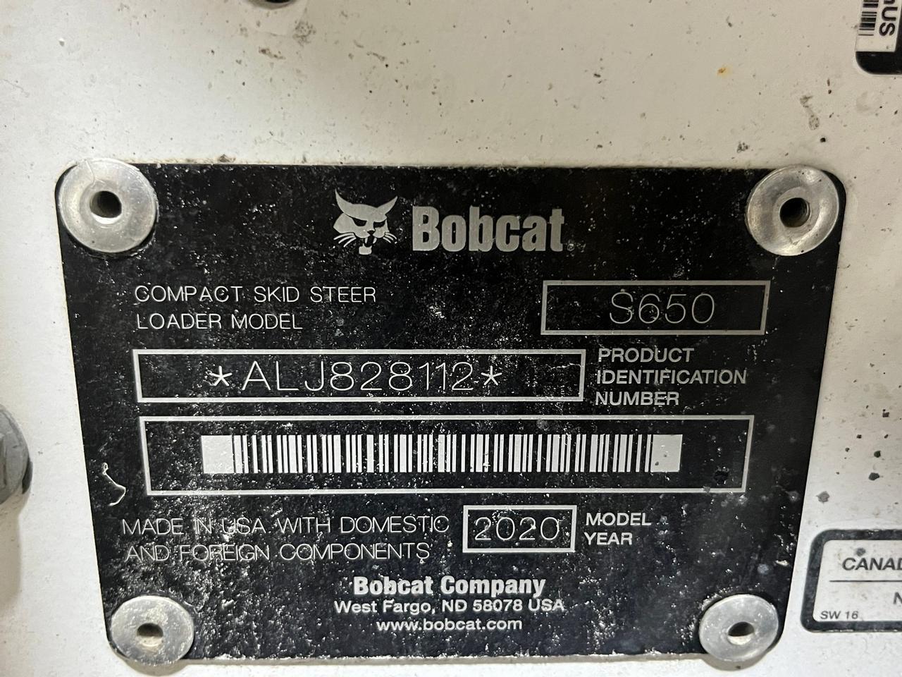 2020 Bobcat S650 Skid Steer Loader