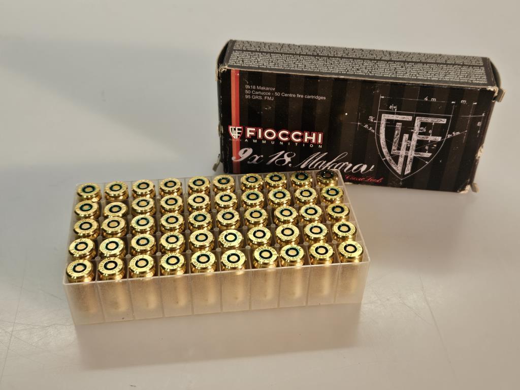 Fiocchi 50 Cartridge Box of 9x-18 Makarov Ammo