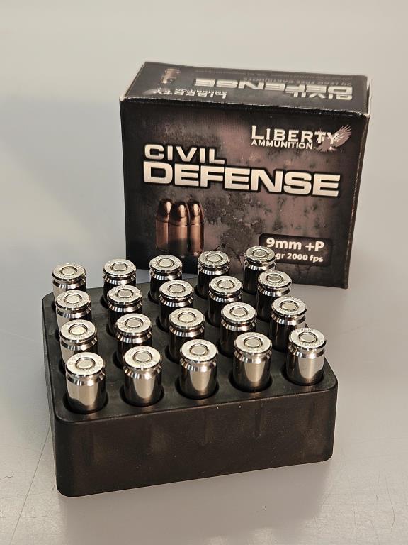 Liberty Civil Defense 20 Cartridge Bxs 9mm+P  Ammo