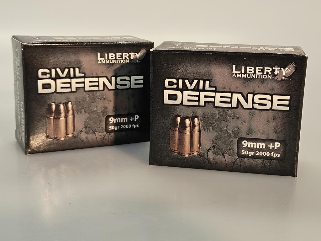 Liberty Civil Defense 20 Cartridge Bxs 9mm+P  Ammo