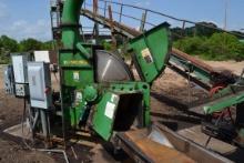 PRECISION 58" 6 KNIFE CHIPPER W/ 3 KNIFE BLOCKED OFF W/ HORZONTAL FEED TOP DISCHARGE PIPE TO CYCLONE