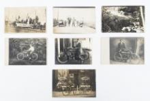(7) 1910's-20's Real Photo Motorcycle Post Cards