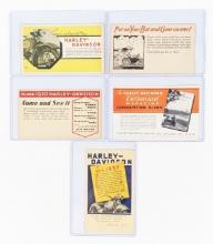 (5) 1920's-30's Harley-Davidson Ad Post Cards