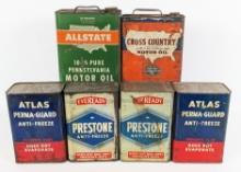 Atlas, Allstate, Prestone, & Sears Auto Fluid Cans