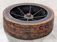 Early Wooden Double Flanged Drum Foundry Mold
