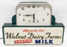 Vintage Walnut Dairy Farms Adv. Lackner Clock