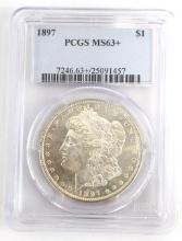 1897 U.S. Morgan Silver Dollar PCGS MS 63+
