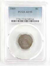 1869 U.S. Shield Nickel PCGS AU 55