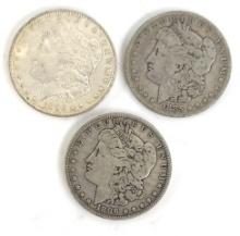 1885-S, 1886-O, & 1886 Morgan Silver Dollars