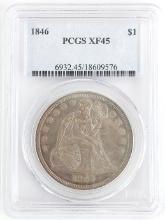 1846 U.S. Seated Liberty Silver Dollar PCGS XF 45
