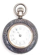 Addison Coin Silver Open Face Pocket Watch