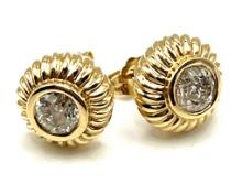 14K Yellow Gold and Large Diamond Earrings