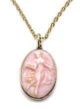 12K Yellow Gold Chain with Pink Carnelian Cameo