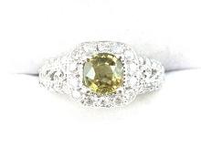 14k White Gold Natural Alexandrite & Diamond Ring