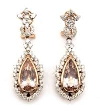 14k Rose Gold Morganite & Diamond Dangle Earrings