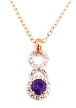 Genuine Amethyst Diamond Necklace