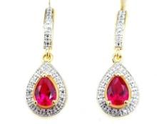 Sterling Silver 2.01ct Ruby & Diamond Earrings