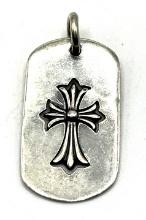 Sterling Silver Chrome Hearts Cross Dog Tag Pend