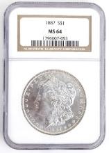 1887 U.S. Morgan Silver Dollar NGC MS 64