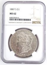 1887-S U.S. Morgan Silver Dollar NGC MS 62