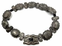 Sterling Silver and Leather Concho Belt