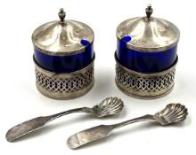 Sterling Silver Webster Co. Mustard Pots & Spoons