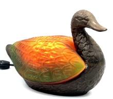 Bronze Amber Shade Mallard Duck Table Lamp