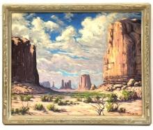 Fred C. Oliver Red Rock Mountains Oil on Canvas
