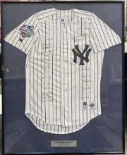 1998 New York Yankees Team Signed Framed Jersey